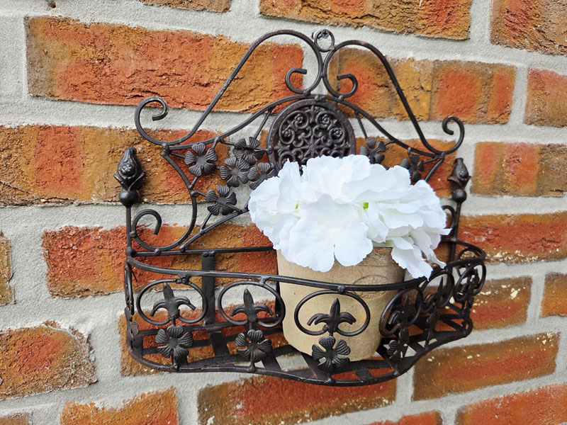 Wandhänger Pflanzkorb "Fleur de lis" 38x28cm Rostbraun Wandschale