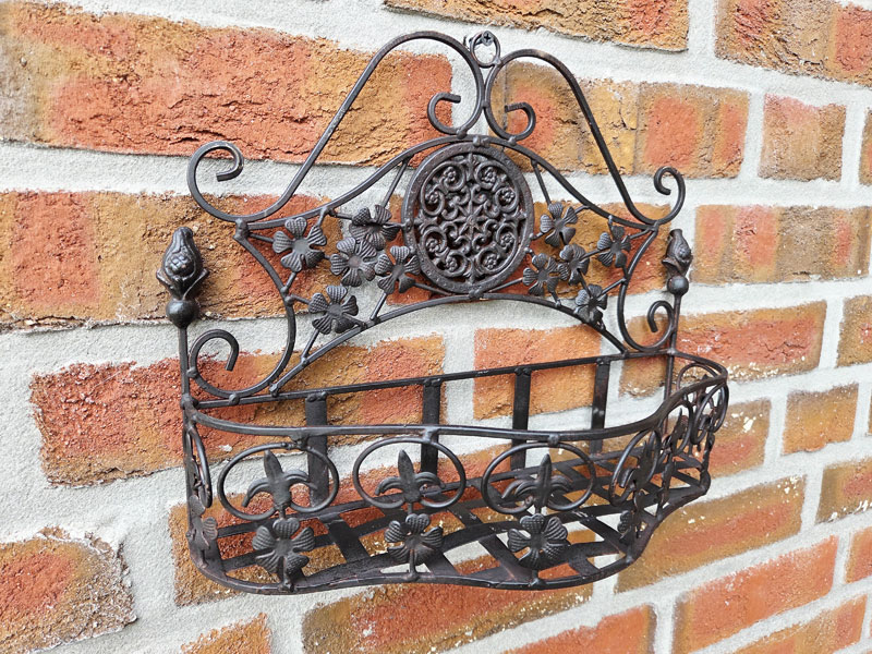 Wandhänger Pflanzkorb "Fleur de lis" 38x28cm Rostbraun Wandschale