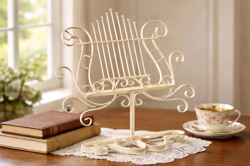 Große Tisch-Staffelei/Kochbuchständer Notenständer "Shabby Chic" Schmiedeeisen