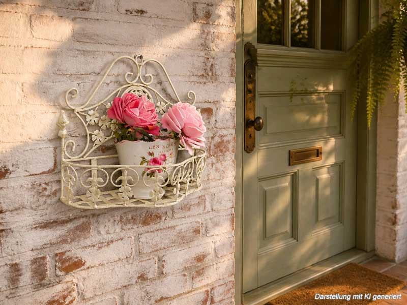 Wandhänger Pflanzkorb "Fleur de lis" 41x31cm Antik weiß Wandhalbschale