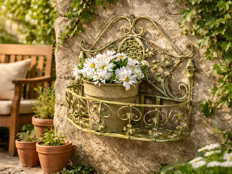 Wandhänger Pflanzkorb Antik grün Wandkorb