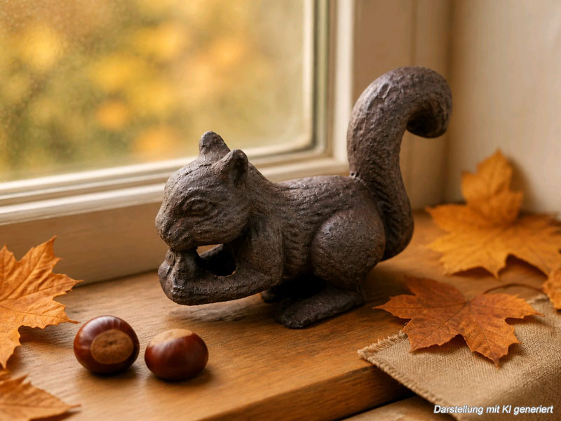 Deko Gartenfigur "Eichhörnchen" aus Gusseisen 19cm Herbstdeko