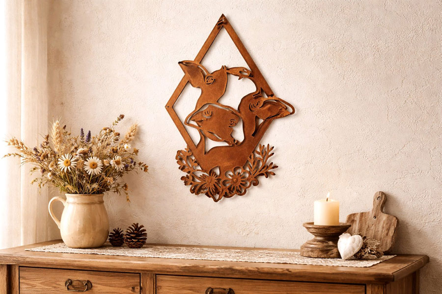 Wandbild Edelrost "Kuh"