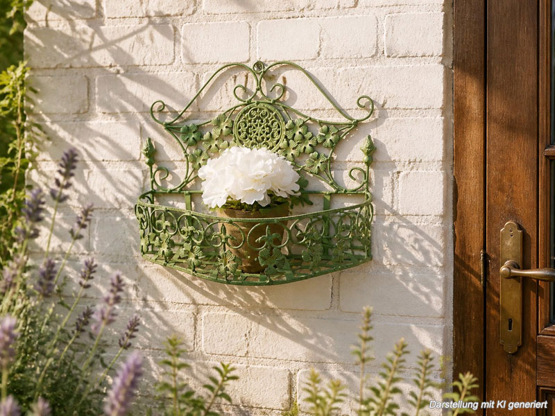 Wandhänger Pflanzkorb "Fleur de lis" 41x31cm Antik grün Wandkorb