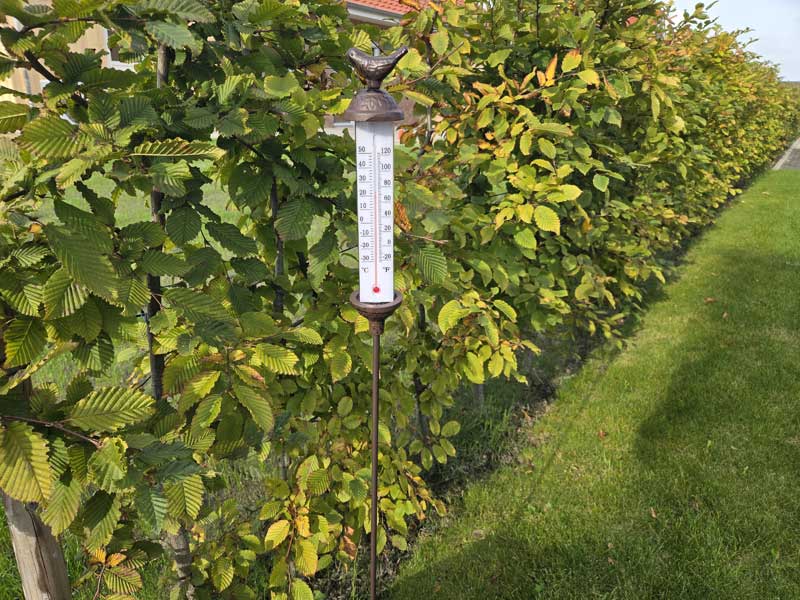 Garten-Thermometer "Vögelchen" zum Stecken auf Gartenstab 117cm Gusseisen