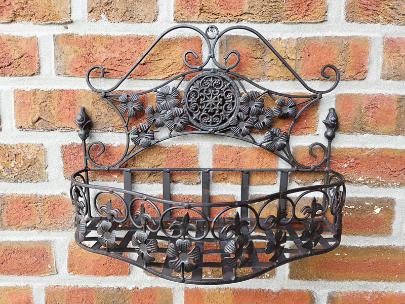 Wandhänger Pflanzkorb "Fleur de lis" 41x31cm Rostbraun Wandkorb