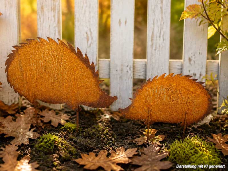 Edelrost Igel Herbstdeko Garten