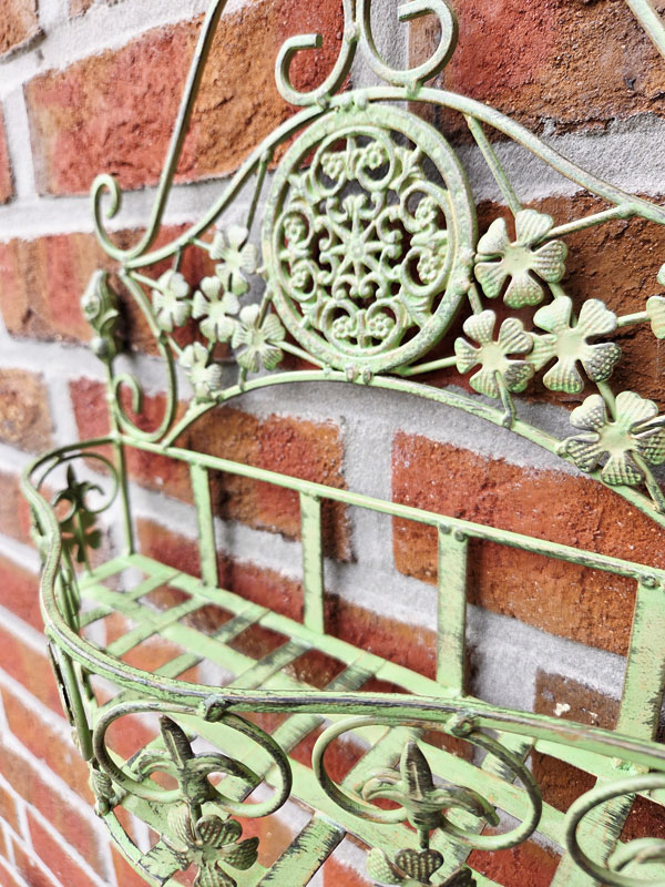 Wandhänger Pflanzkorb "Fleur de lis" 38x28cm Antik grün Wand-Pflanzkasten
