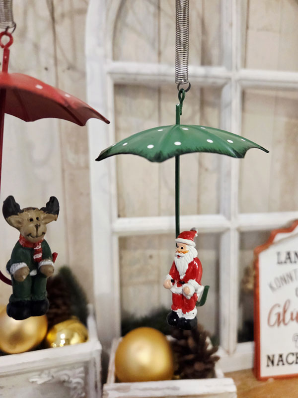 3er Set "Schneemann - Rentier - Santa" mit fliegendem Regenschirm