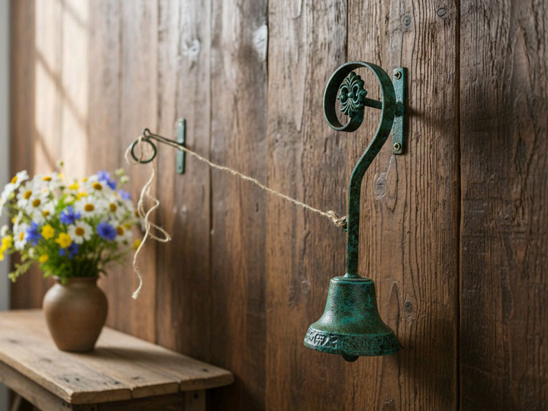 Kleine Wandglocke Gusseisen mit Seilzug