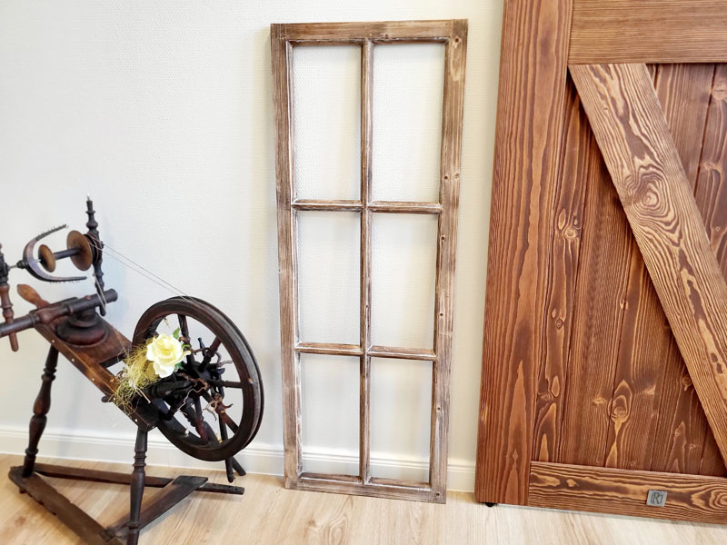 15) Deko Holzfenster 40x109cm "Landhaus braun" (Mängelexemplar)