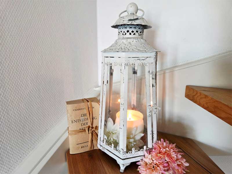 Shabby Chic Garten Laterne/Windlicht 42cm zum Stellen oder Hängen