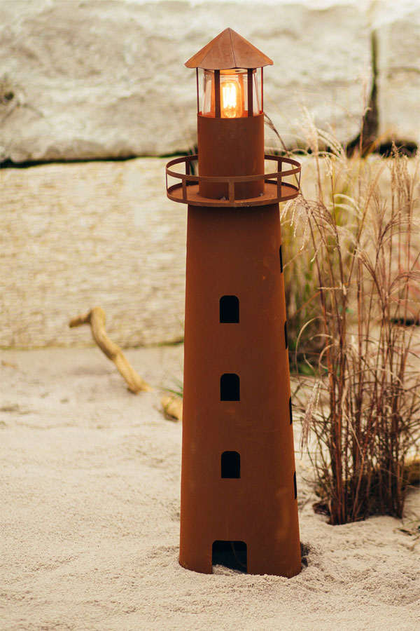 Gartendeko Leuchtturm leuchtet