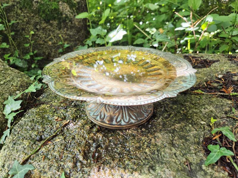 Antik Vogeltränke "Kupferpatina" 23cm Ø Aluguss