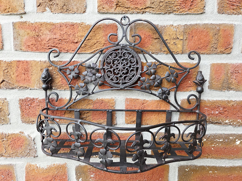 Wandhänger Pflanzkorb "Fleur de lis" 38x28cm Rostbraun Wandschale