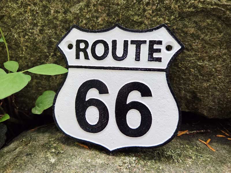 Antik wirkendes Schild "Route 66" 12x12cm