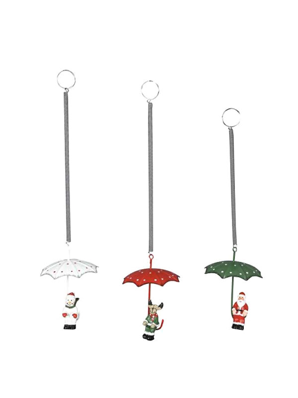 3er Set "Schneemann - Rentier - Santa" mit fliegendem Regenschirm