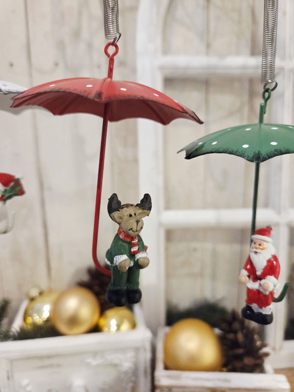 3er Set "Schneemann - Rentier - Santa" mit fliegendem Regenschirm