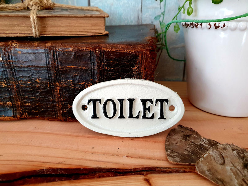 Antikwirkendes Schild "Toilet" Gusseisen oval
