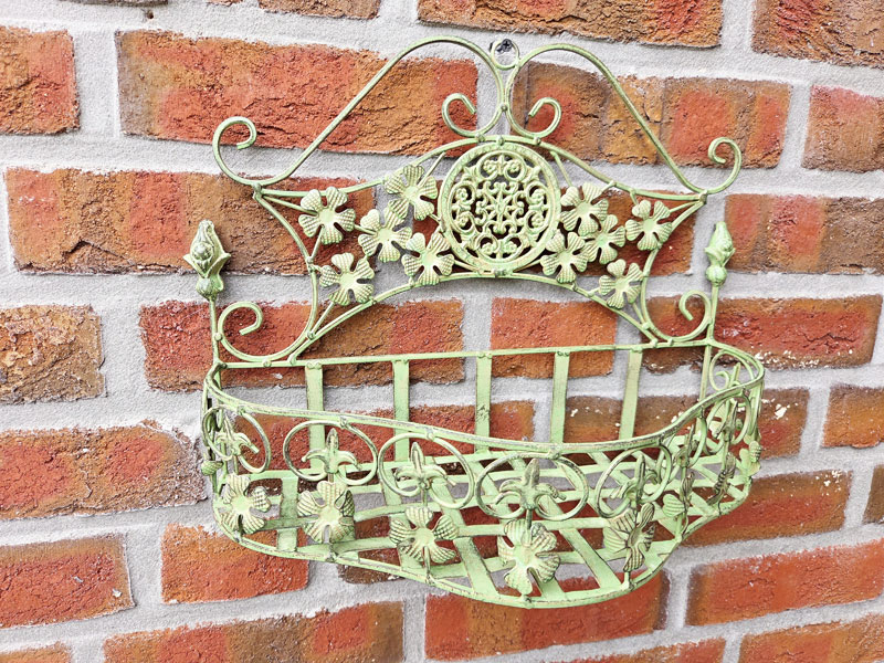 Wandhänger Pflanzkorb "Fleur de lis" 41x31cm Antik grün Wandkorb