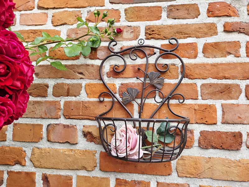 Floraler Wandhänger 30x38cm Pflanzkorb rostbraun Wandkorb
