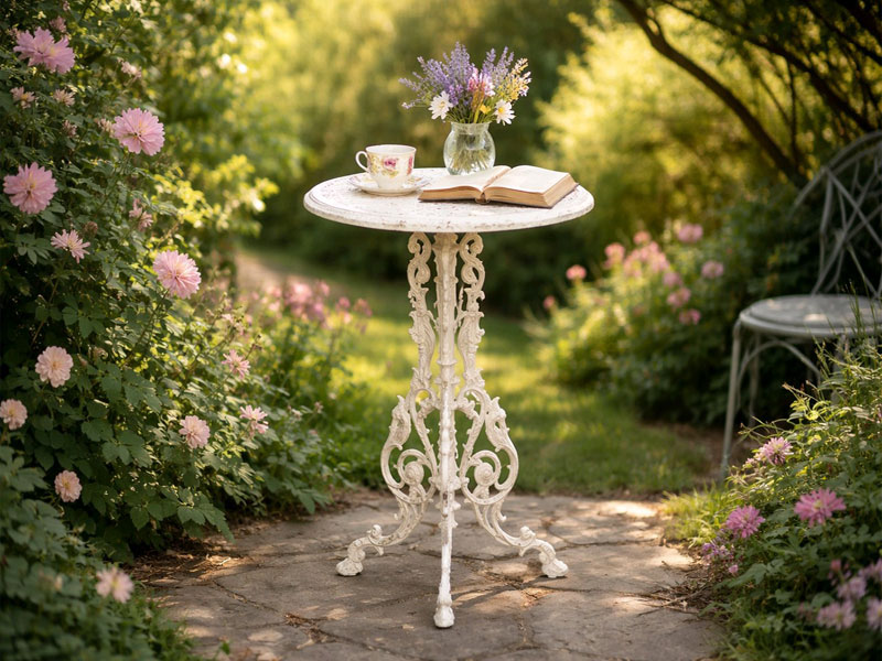 10kg schwerer, gusseiserner Shabby Chic Blumentisch Beistelltisch