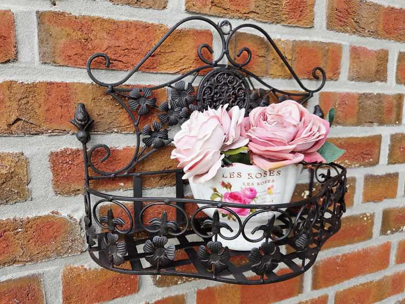 Wandhänger Pflanzkorb "Fleur de lis" 41x31cm Rostbraun Wandkorb