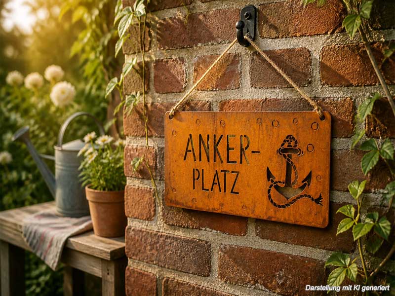 Hängeschild "Ankerplatz" Edelrost 28x15cm