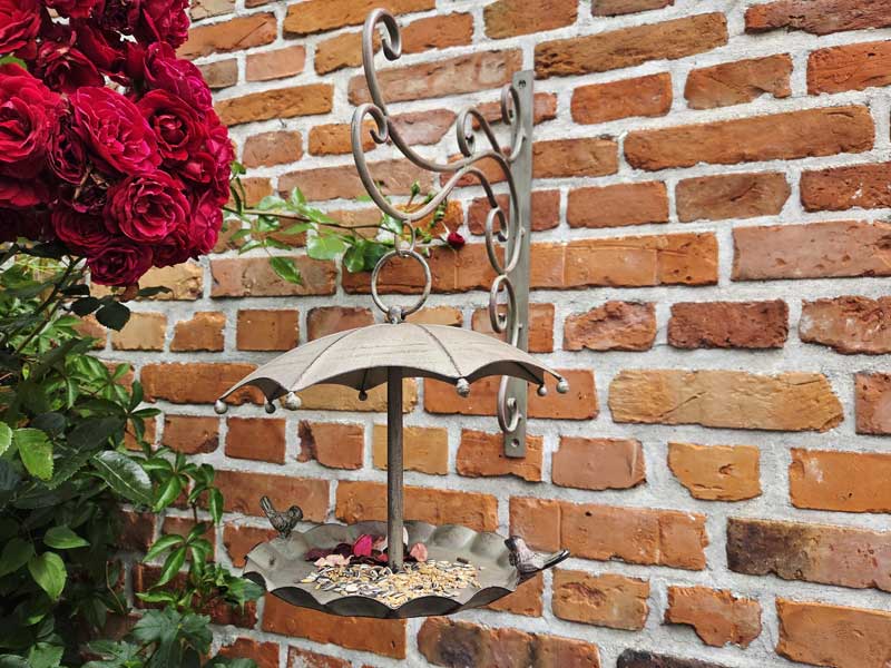 Große Vogelfutterstation zum Hängen "Antik" 24cm Ø inkl. Wandhalterung
