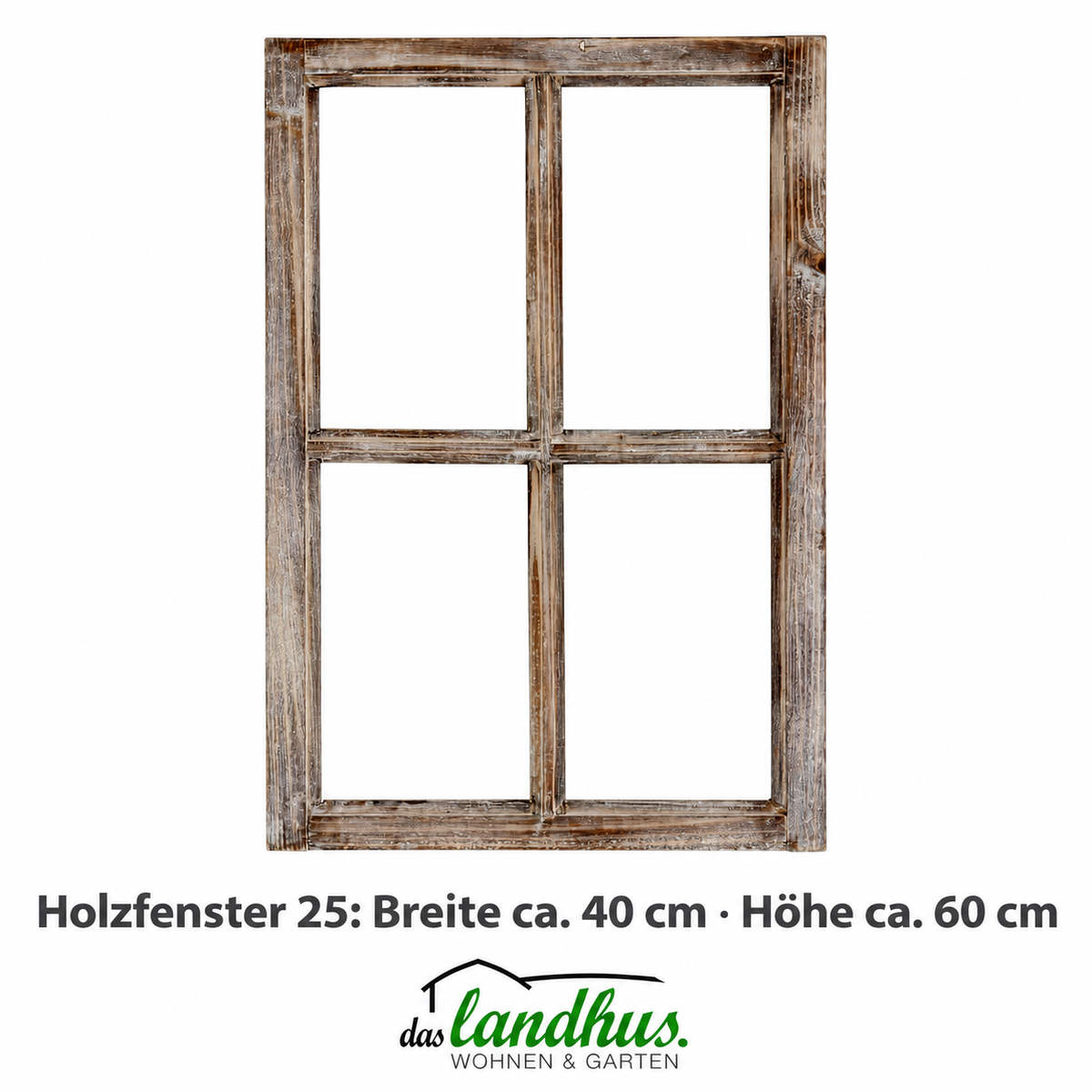 25) Deko Holzfenster mit Sprossen 40x60cm "Landhaus braun" Landhausstil
