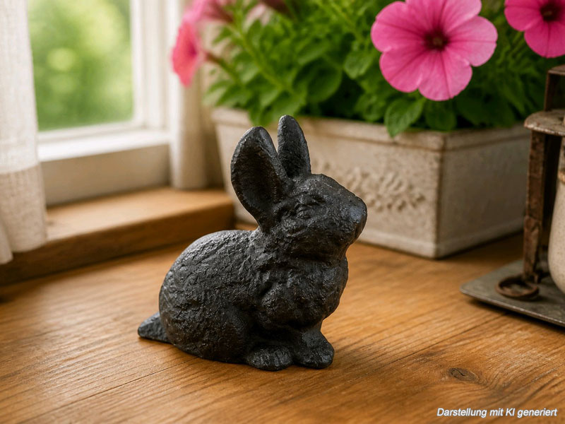 Deko Gartenfigur "Hase" aus Gusseisen 10cm Osterdeko