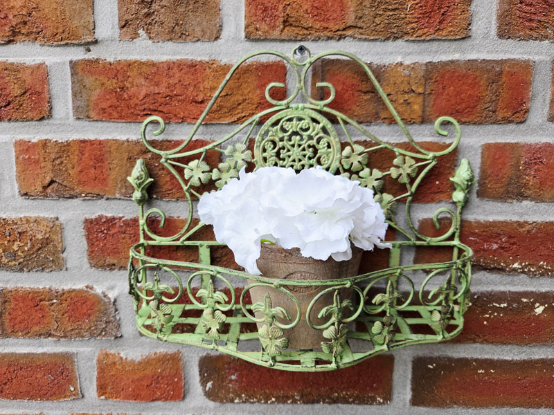 Wandhänger Pflanzkorb "Fleur de lis" 38x28cm Antik grün Wand-Pflanzkasten