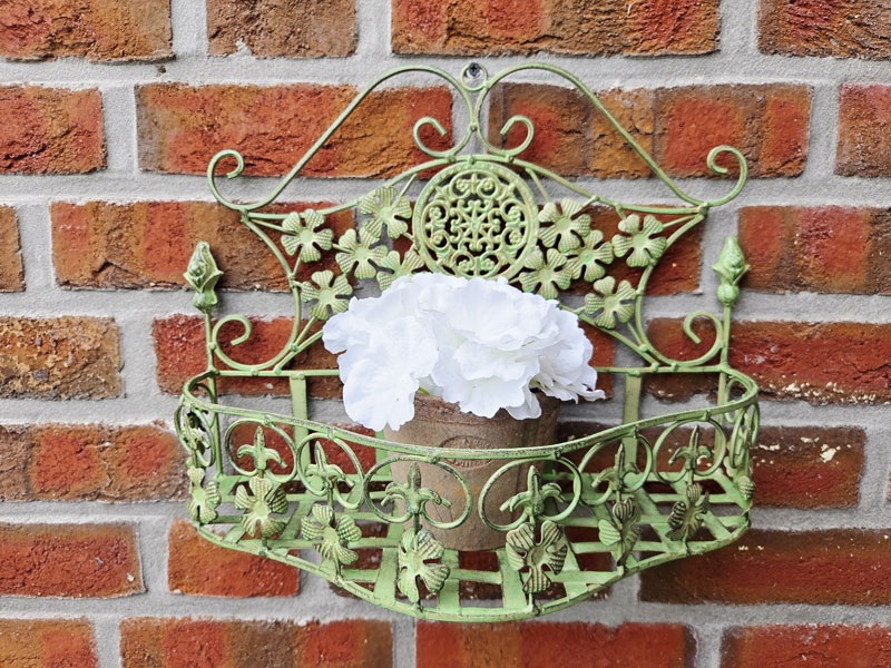 Wandhänger Pflanzkorb "Fleur de lis" 41x31cm Antik grün Wandkorb