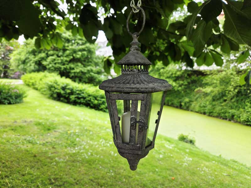 Garten Hänge-Laterne/Windlicht zum Hängen "Vintage grau"