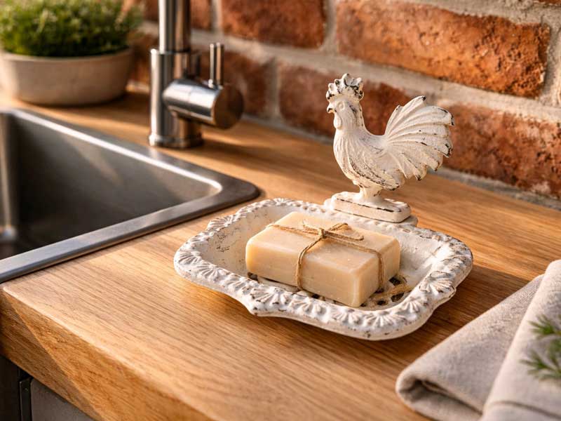 Seifenschale "Hahn" Shabby Chic Gusseisen