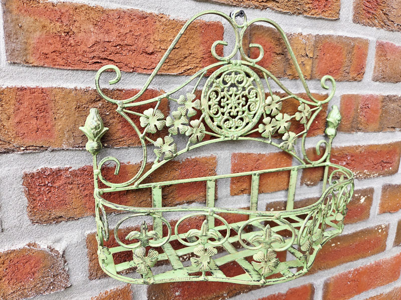 Wandhänger Pflanzkorb "Fleur de lis" 38x28cm Antik grün Wand-Pflanzkasten