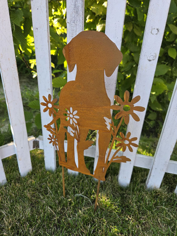 Beetfigur "Hund" 18x25cm Edelrost zum Stecken