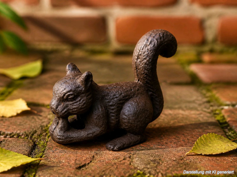 Deko Gartenfigur "Eichhörnchen" aus Gusseisen 12cm Herbstdeko