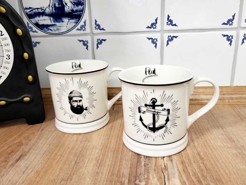 2er Set maritime Jumbo Becher "Ebbe & Flut" 420ml