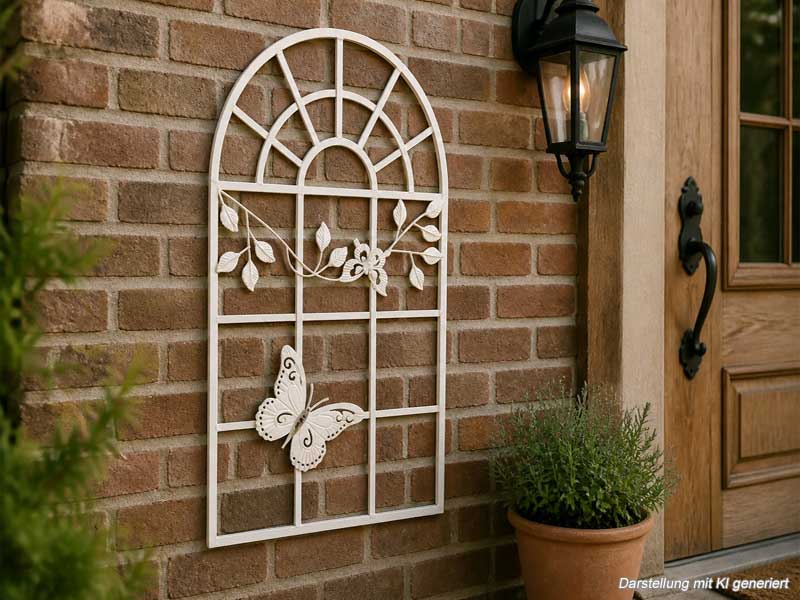 Großes Shabby Chic Deko Fenster Rankhilfe "Schmetterling" 55x98cm Aluguss