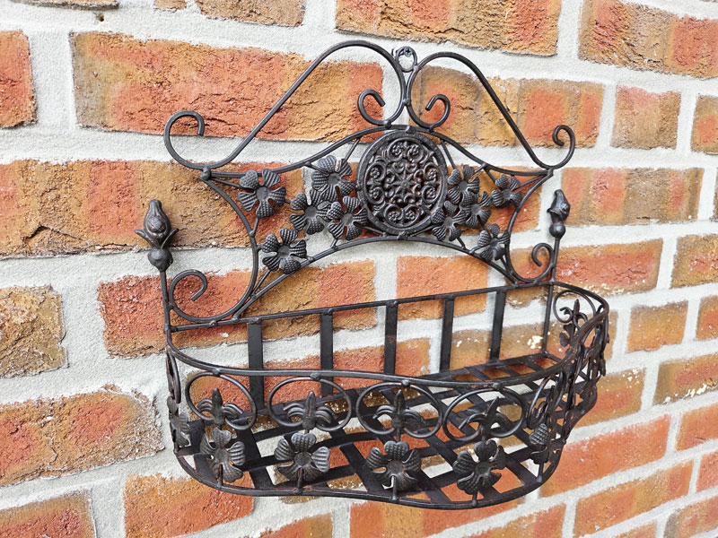 Wandhänger Pflanzkorb "Fleur de lis" 41x31cm Rostbraun Wandkorb