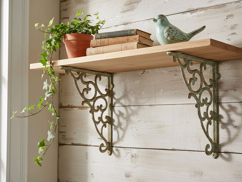 Nostalgischer Regalträger 24x33cm Wandhalter Bücherregal mit Antiklackierung