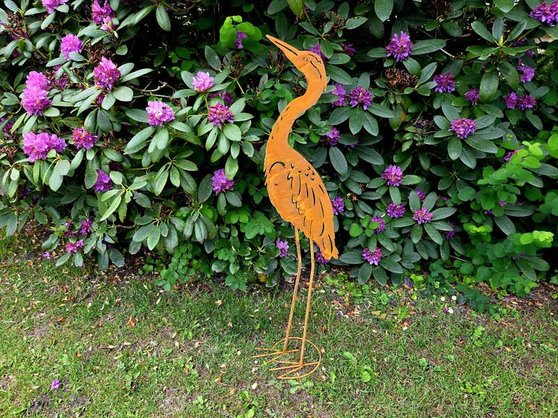 Gartenfigur "Reiher" 89cm Edelrost Teichfigur