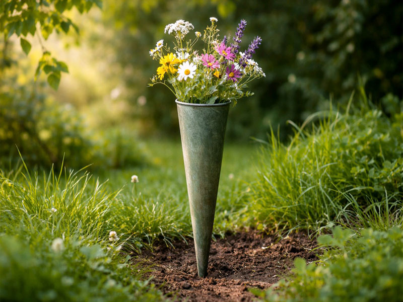 Pflanztüte Gartenstecker "Antik" 80cm hoch Konus Aluguss