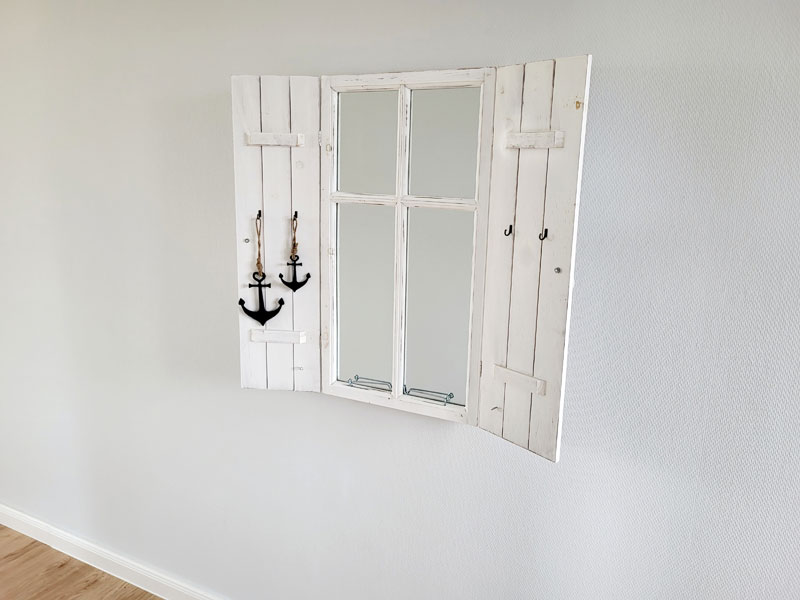 Großer Spiegel mit Sprossen "Fenster mit Türen" Shabby Chic 42x77cm