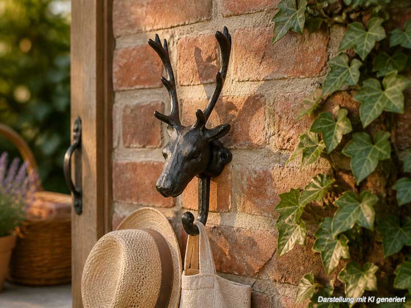 Großer Wandhaken "Hirsch" Gusseisen 23cm