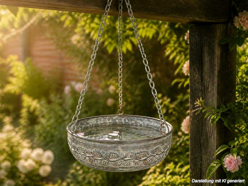 Kleine Hängeschale "Antik" 19cm Ø Aluguss Hängetränke Blumenampel