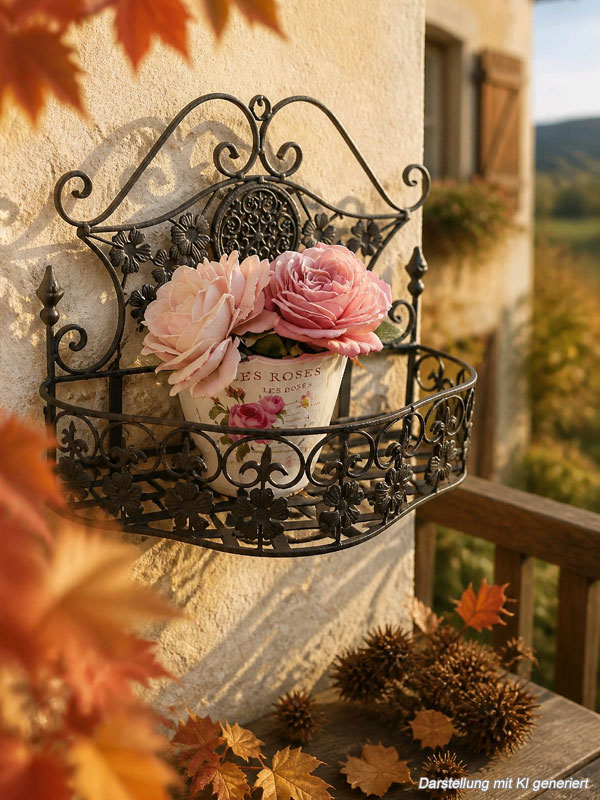 Wandhänger Pflanzkorb "Fleur de lis" 41x31cm Rostbraun Wandkorb