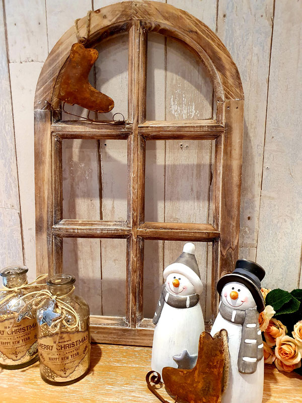 Braunes Deko Holzfenster Weihnachtsdeko