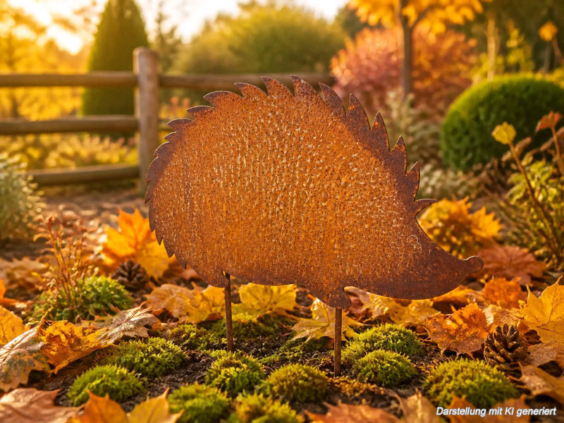 Große Beetfigur "Igel" 35x22cm Edelrost zum Stecken Herbstdeko